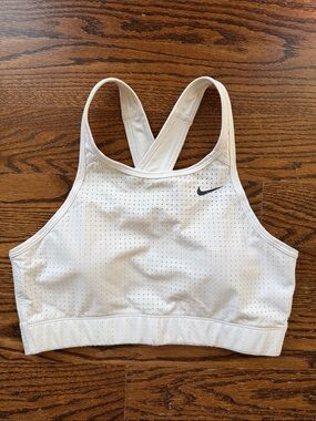 Nike White Perforated Racerback Sports Bra